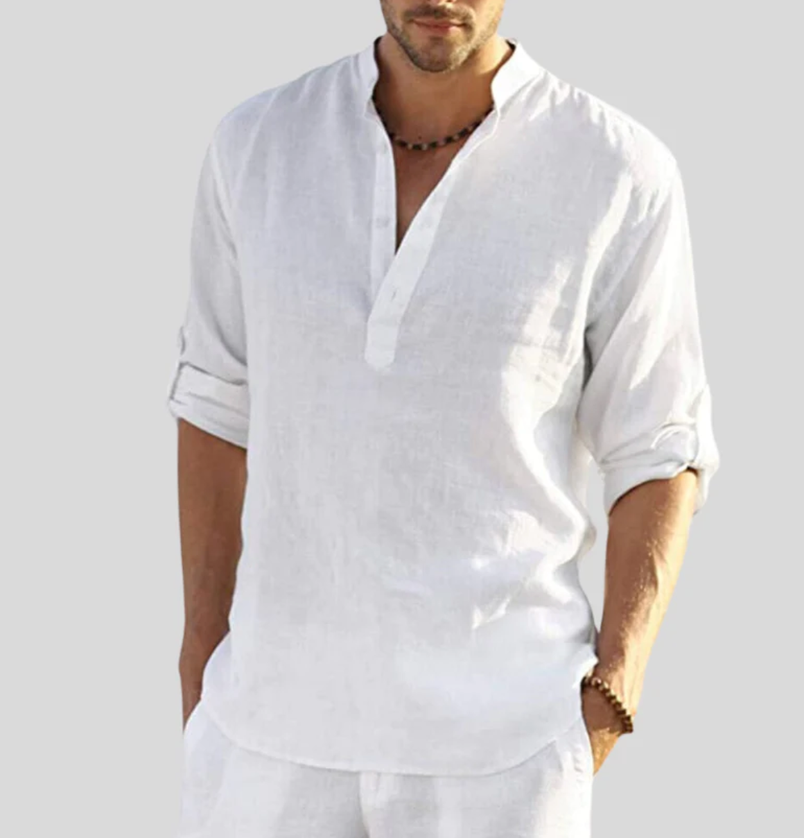 ADRIANO - Elegant linen shirt with collar