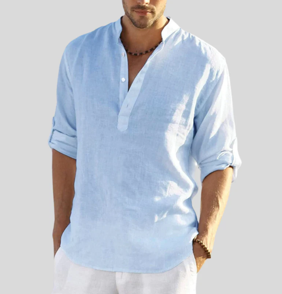 ADRIANO - Elegant linen shirt with collar