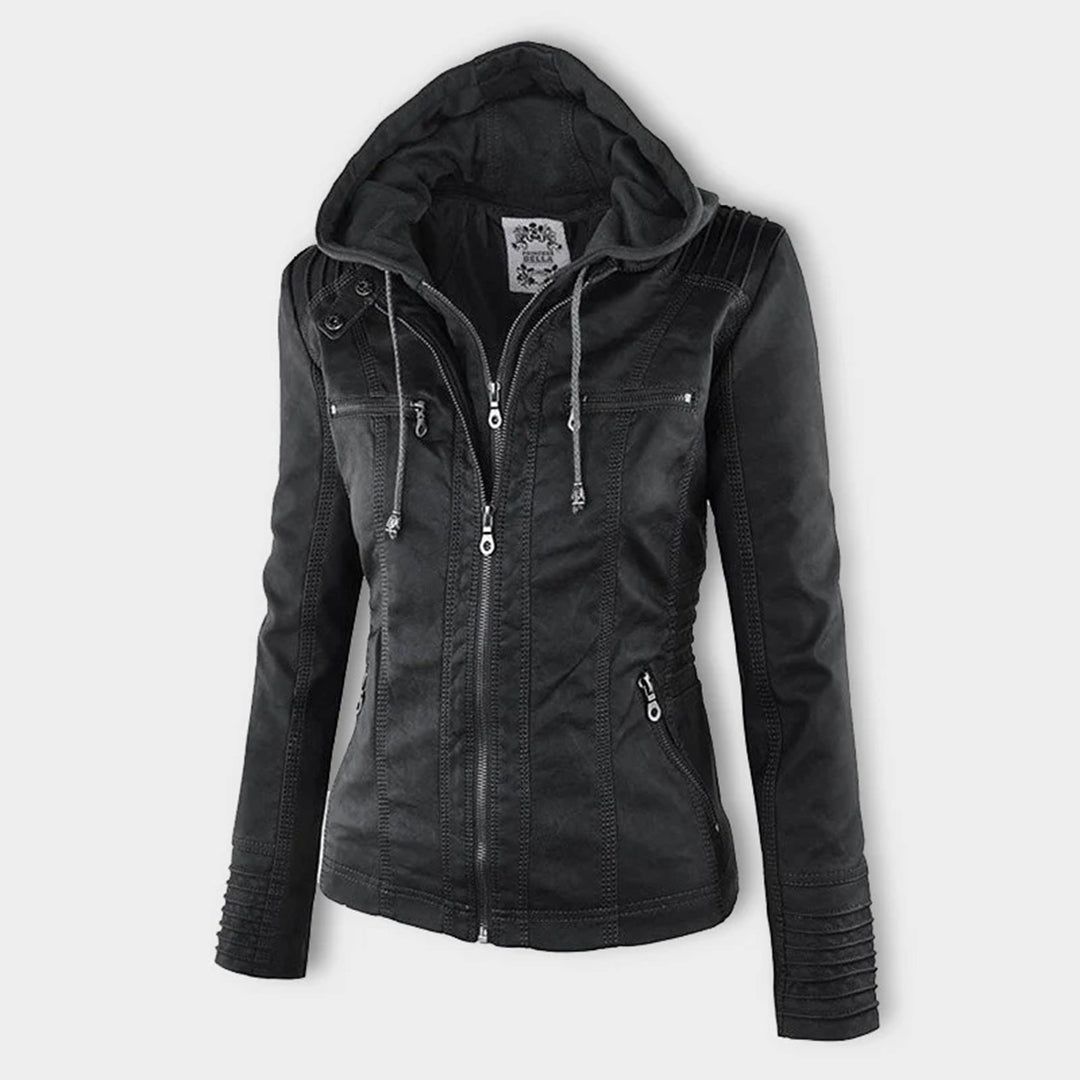 Alesund - Double lined ladies leather jacket with hood