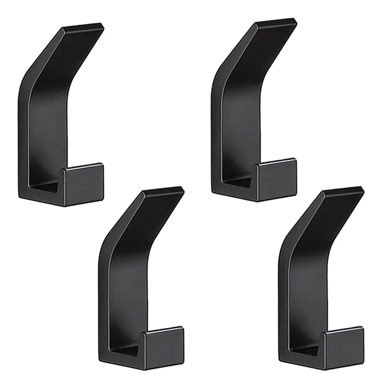 Wall Hook - Solid Aluminum - Black - With Bathroom Adhesive - For Bathroom and Living Room - 7x3cm