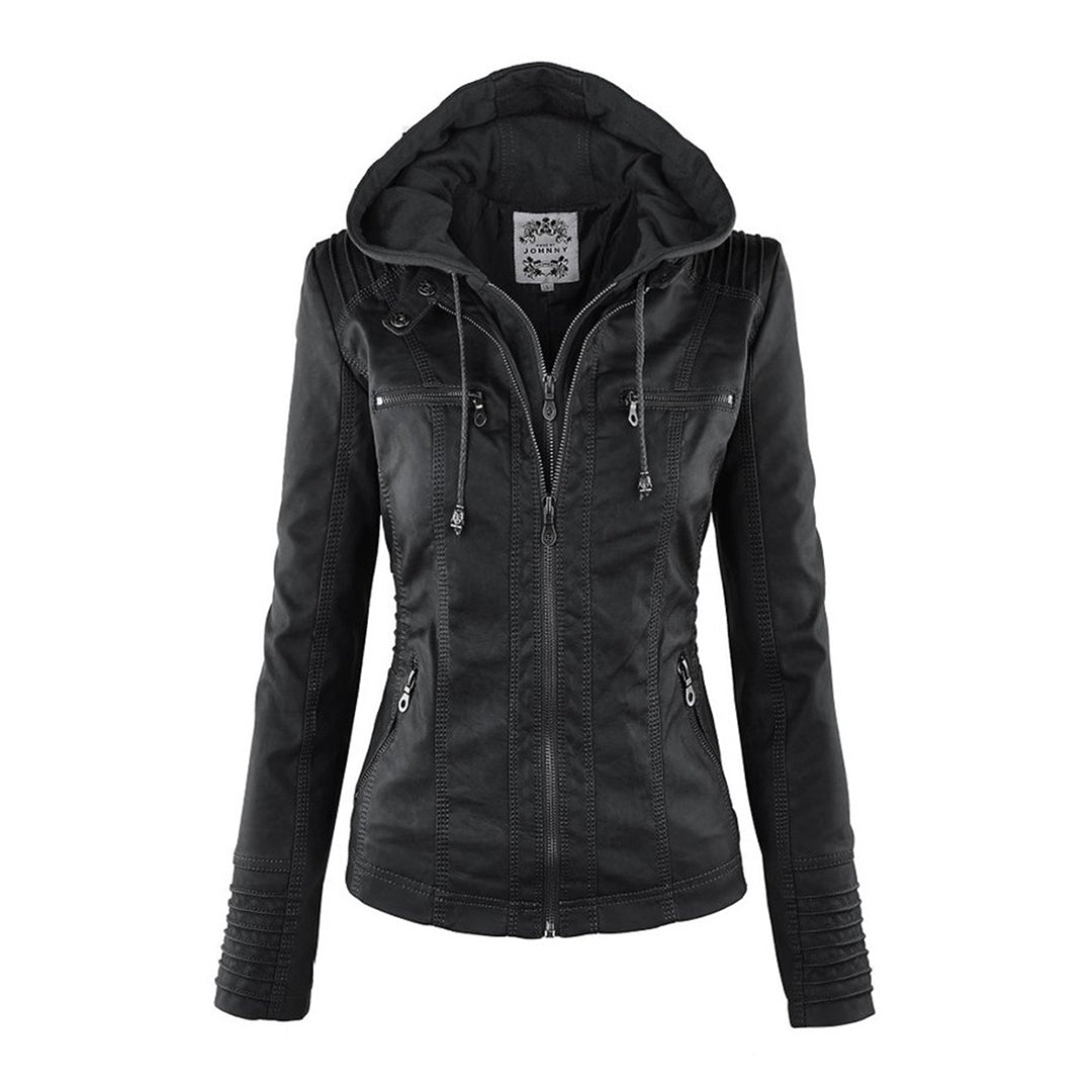 Alesund - Double lined ladies leather jacket with hood