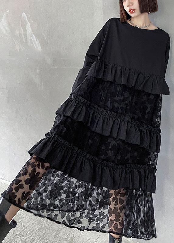 Bohemian Black Ruffles  Fall Lace Dresses