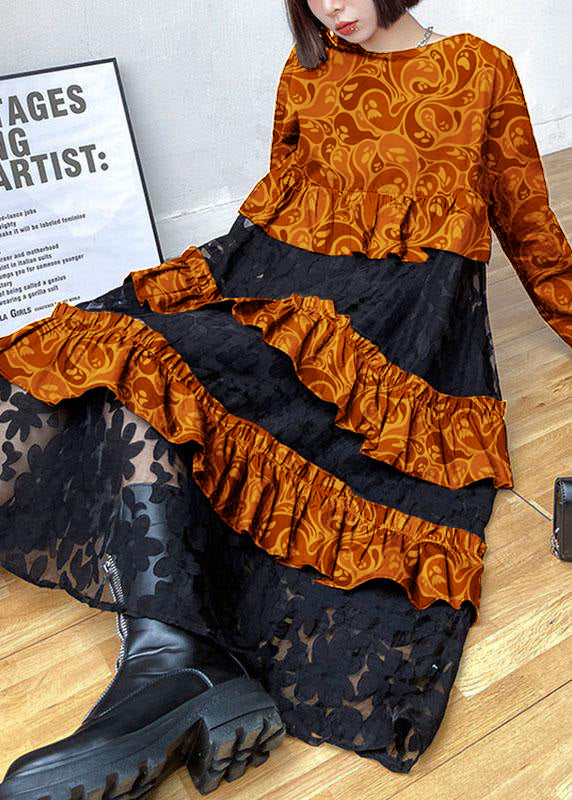 Bohemian Black Ruffles  Fall Lace Dresses