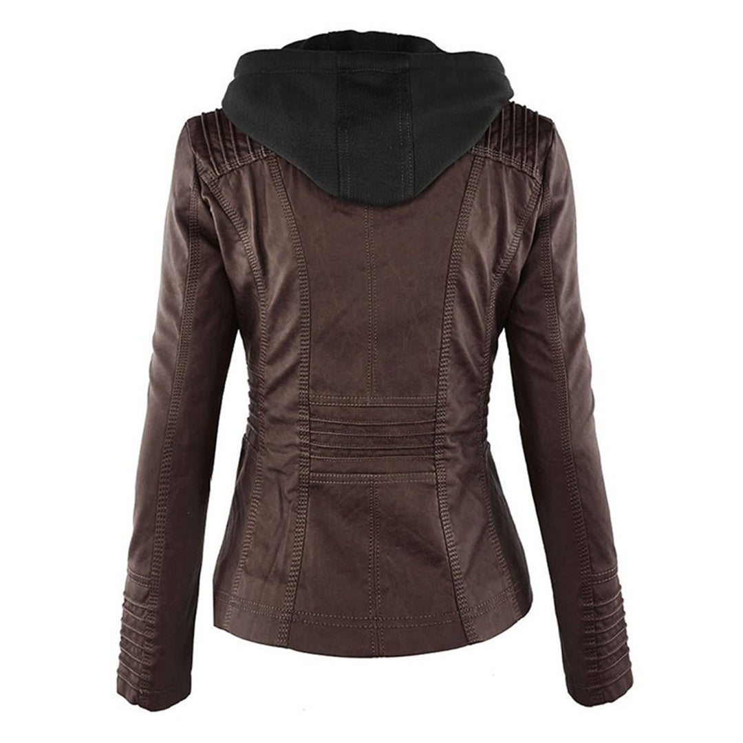 Alesund - Double lined ladies leather jacket with hood