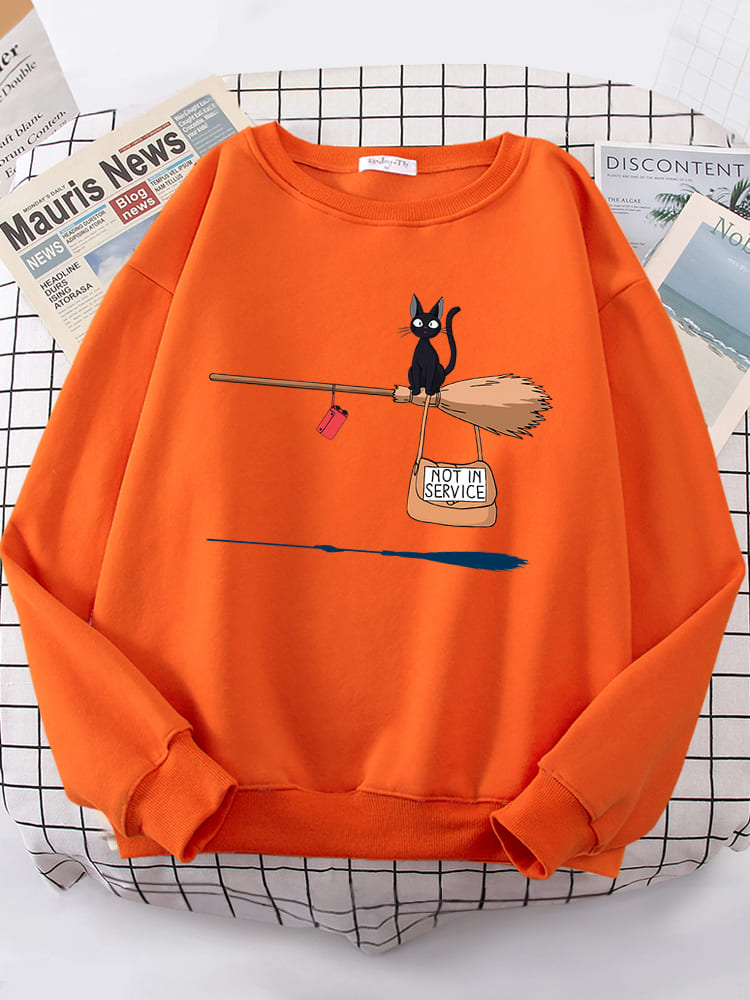 Broom Flying Black Cat Sweatshirt