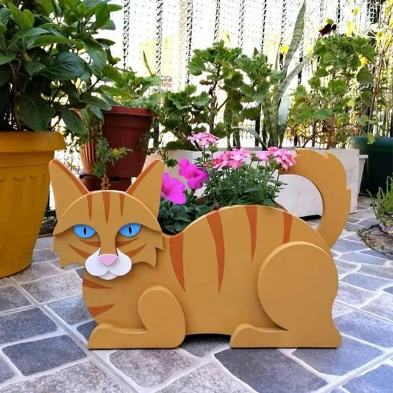 Cat-shaped planter - KittyPot - Garden statue Cat - Garden decoration