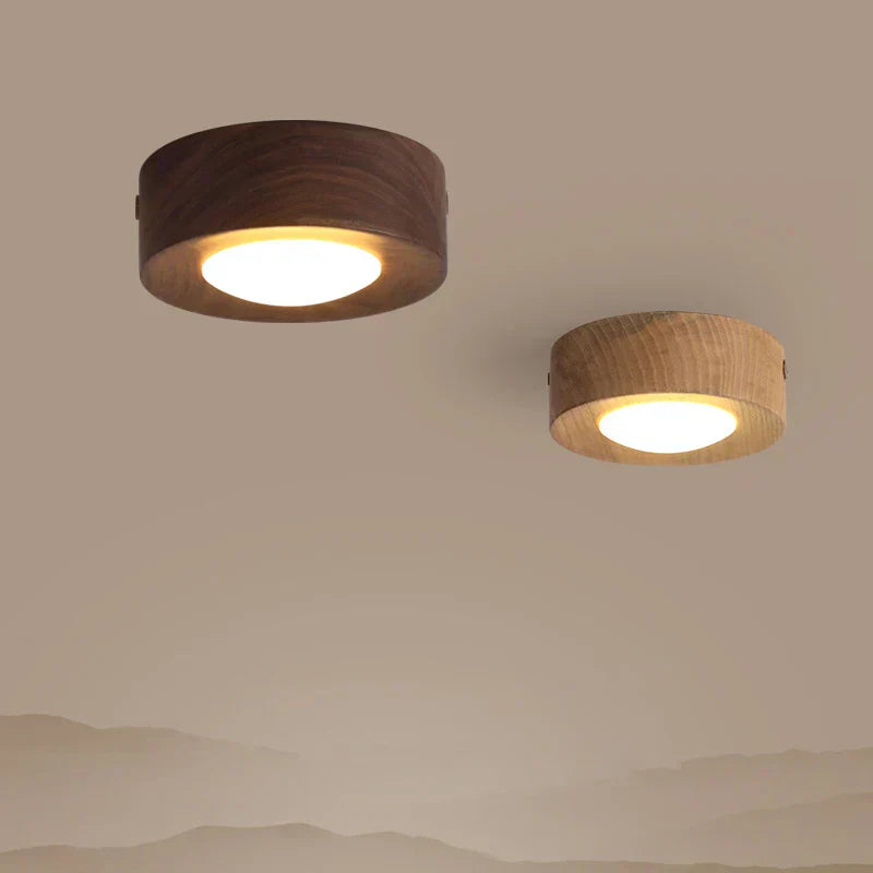 WoodAura - Walnut Ceiling Light with LED Spot