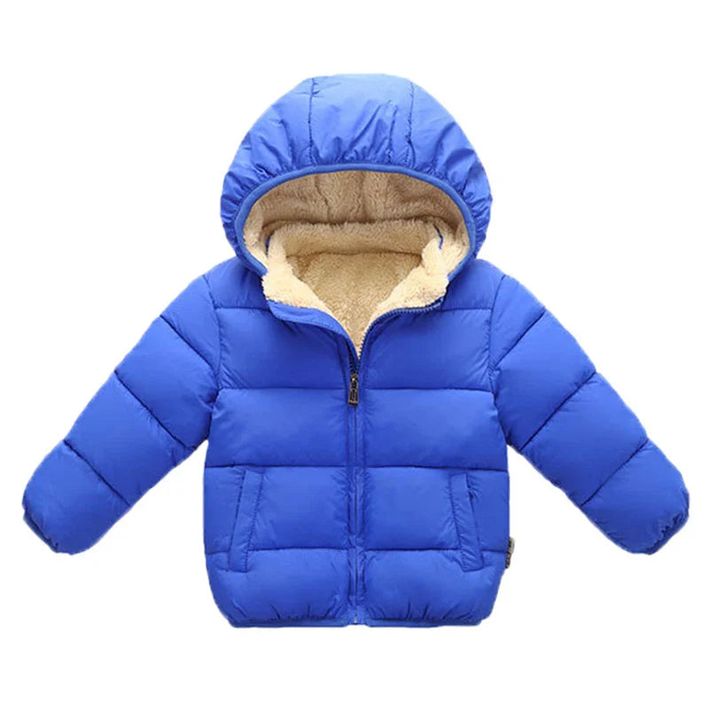 Cozy Winter Hooded Jacket for Kids - Thick Cotton and Wool Blend Coat for Boys & Girls