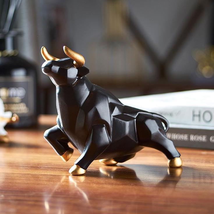 Unique Geometric Bull Figurines | Decorative Resin Art for Home & Gift