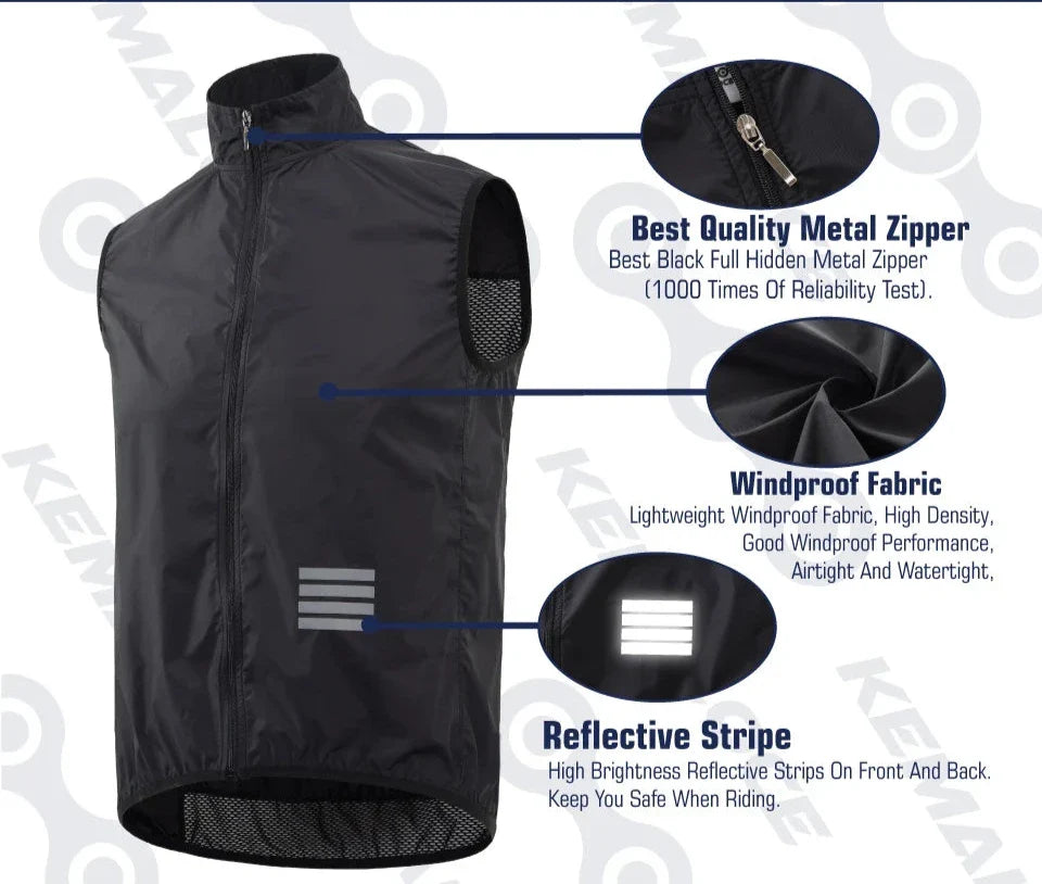 Axelo Men's Cycling Jacket - Windproof Lightweight Vest