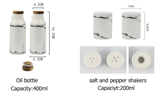 Ceramic Salt, Pepper, Oil & Vinegar 5-Piece Set