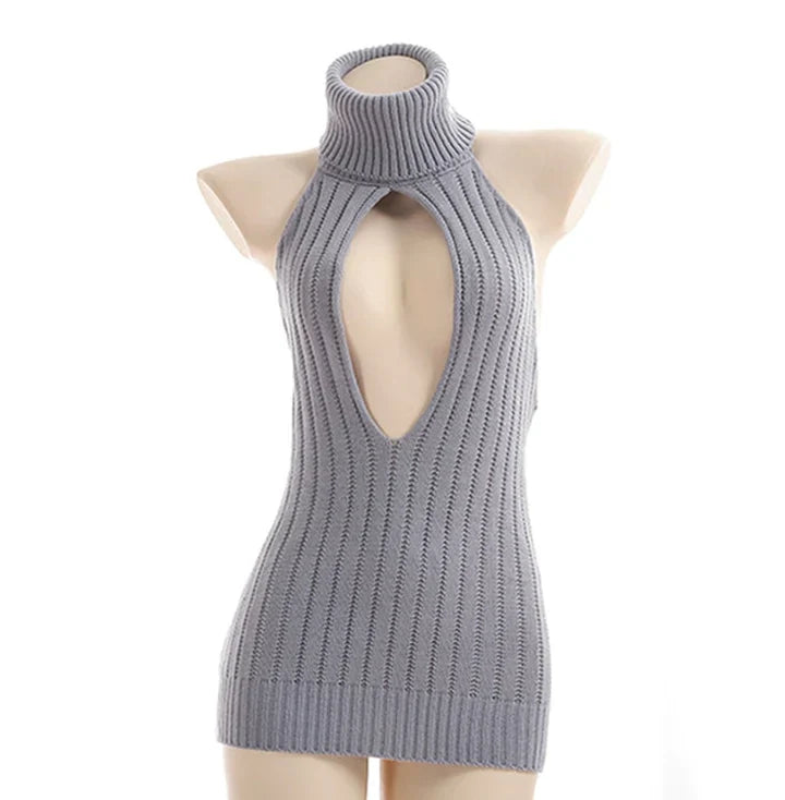 Sexy Hollow Out Pullover Backless Virgin Killer Sweater