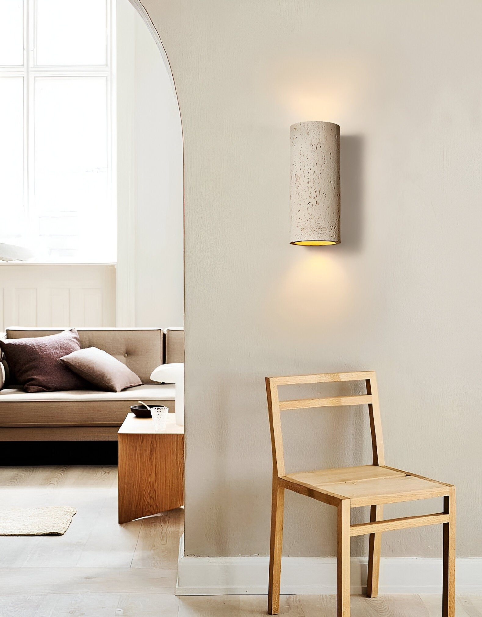 Cylinder Tube Wall Light - Wabi-Sabi Stone Sconce | LED Spotlight with Up-and-Down Lighting