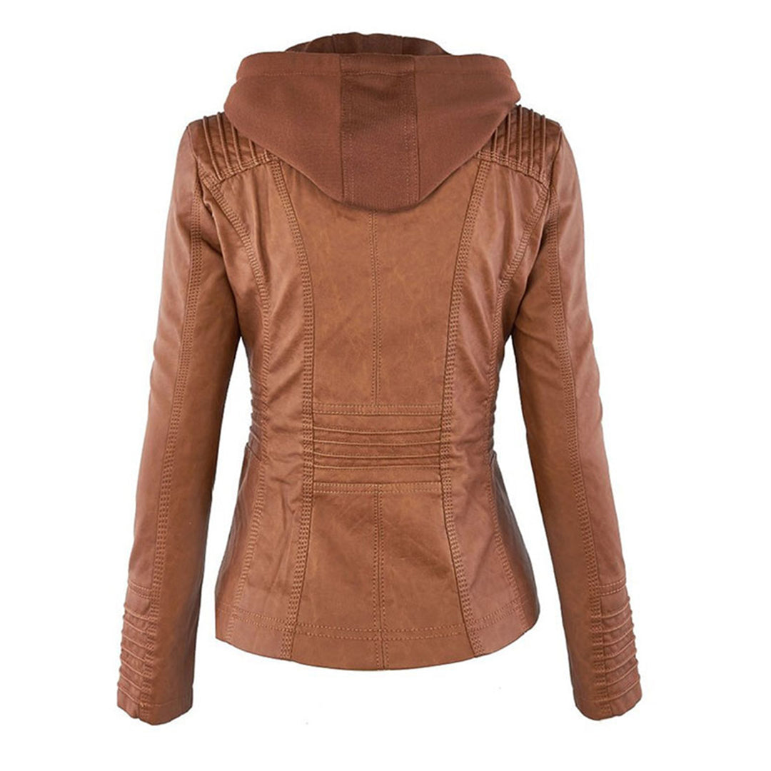 Alesund - Double lined ladies leather jacket with hood