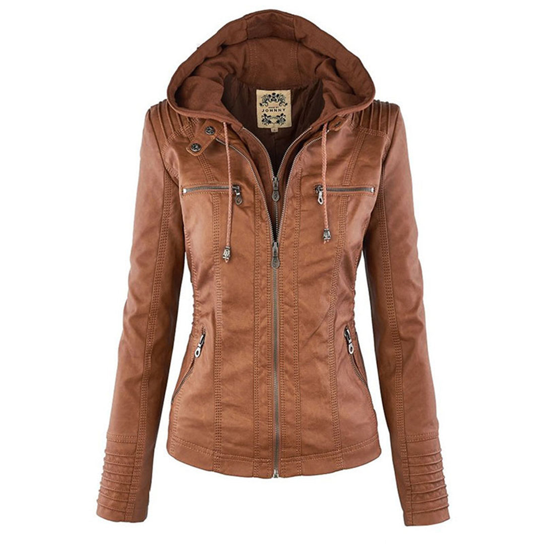 Alesund - Double lined ladies leather jacket with hood