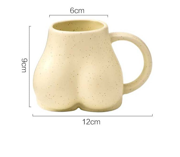 Charming Minimalist Ceramic Chubby Butt Mug - Whimsical Coffee Cup