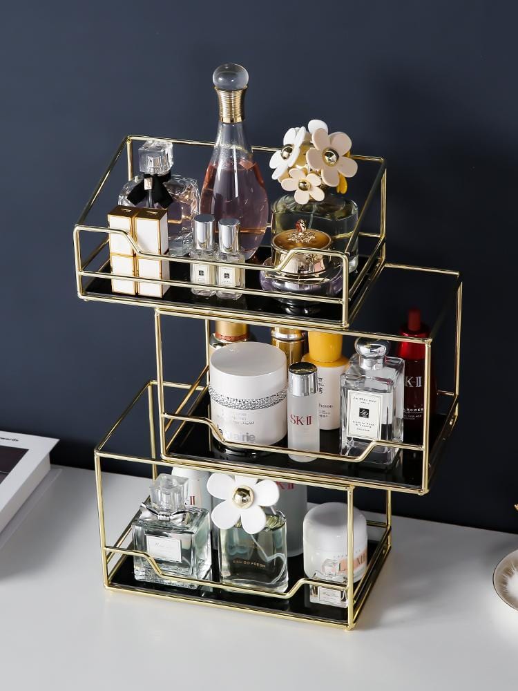 Vanity Tray - Modern Ceramic and Iron Decorative Organizer for Dressers and Countertops