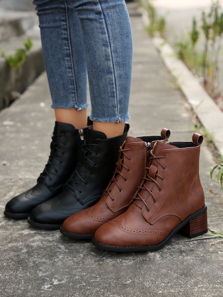 Selena Retro Lace-Up Ankle Boots