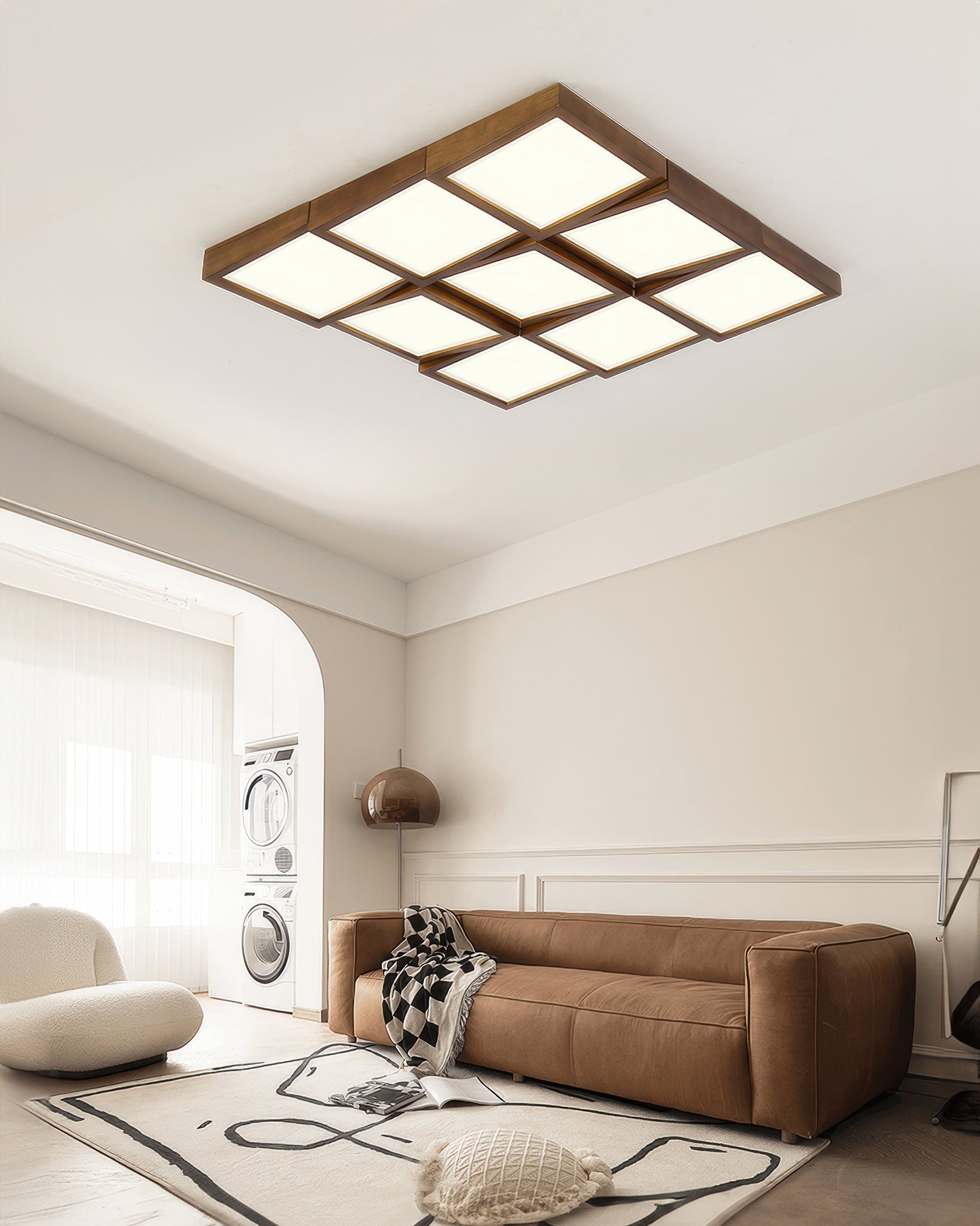 Walnut Modernist Ceiling Lamp