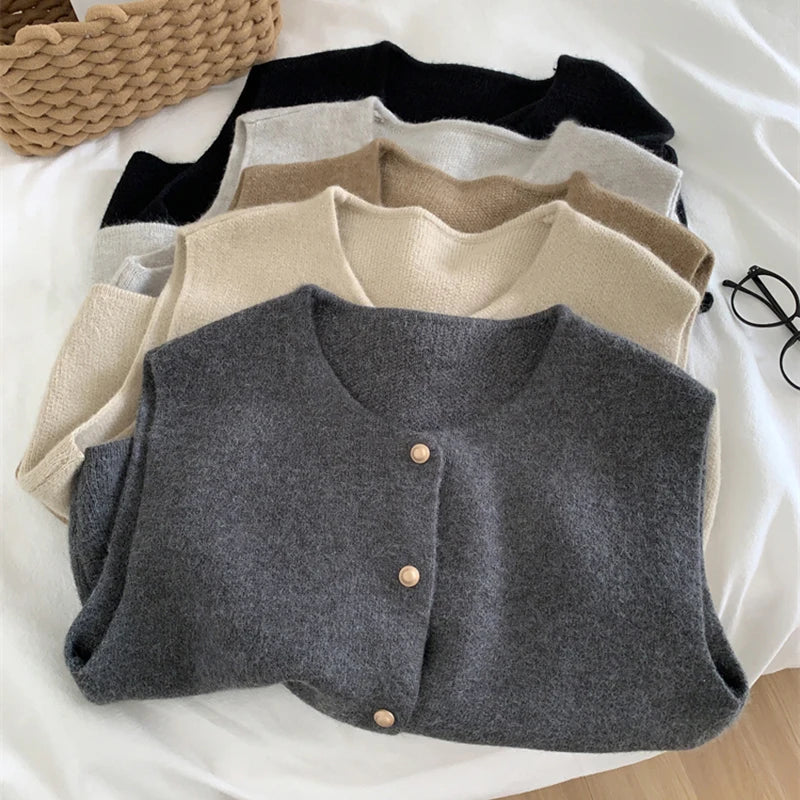 Autumn New Women's Sleeveless Cardigan/Vest - Knitted Slim Fit Casual Sweater Top