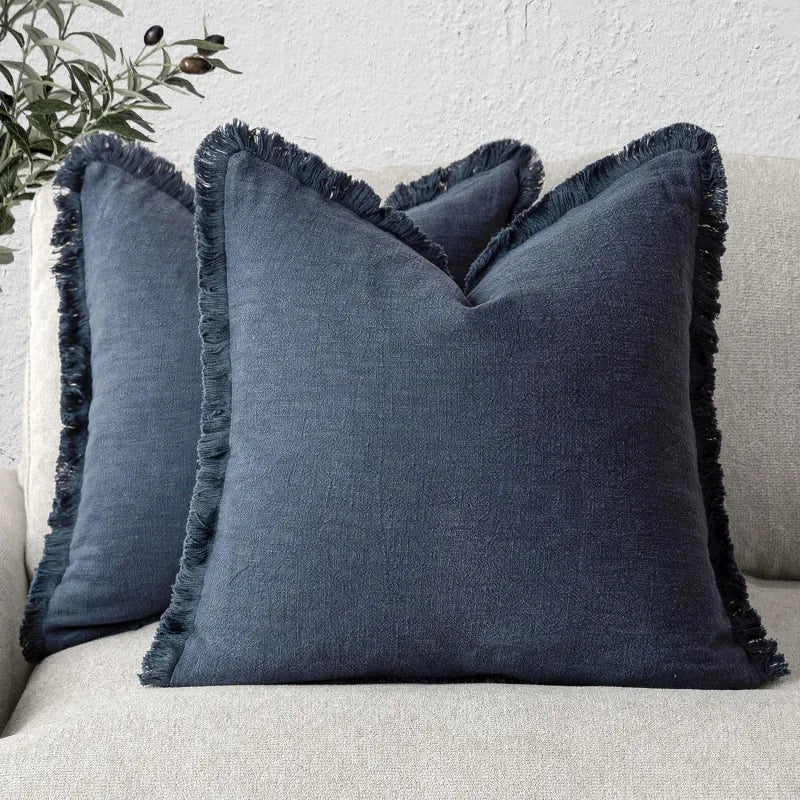 Decorative Nordic Frill Cotton & Linen Cushion Covers - 6 Colours