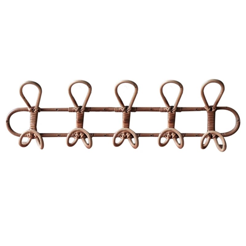 Children's Natural Rattan Wall Hook Organiser - 3 & 5 Hooks