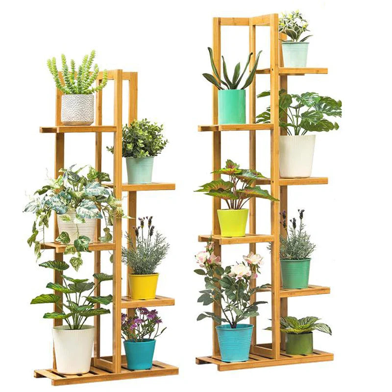 Arlo Bamboo Multi-Tier Plant Stand - Indoor & Outdoor Flower Pot Rack