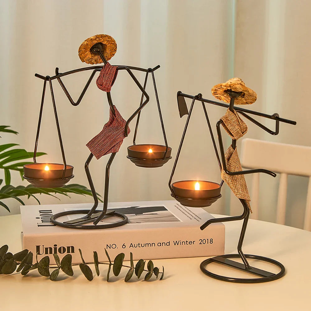 Woman Shaped Iron Candle Holder Luxury Romantic Decoration