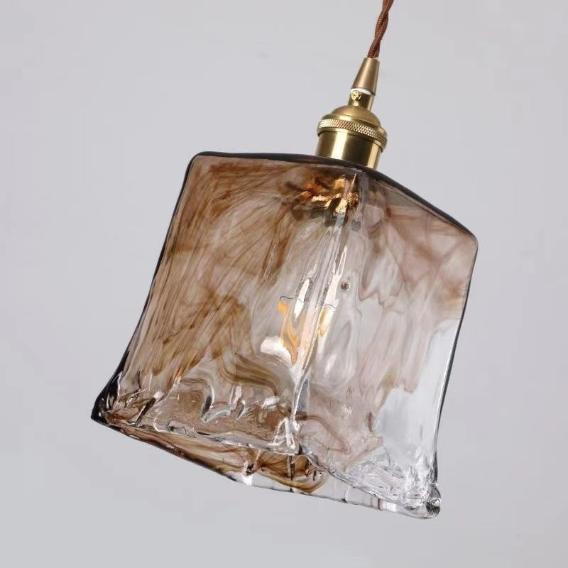 Brass Amber Glass Pendant Light lamp