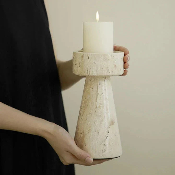 Travertine Stone Candle Holder /decor