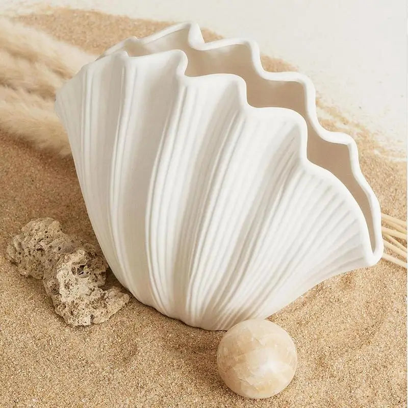 Ceramic Vase Sea Shell Lotus Leaf Leaf Shape Floral Arrangement Accessories Flower Vase Terrarium Room Decoration Accessories