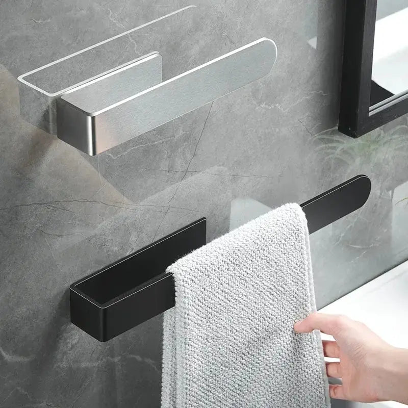 Stainless Steel Self-Adhesive Towel Rack | Punch-Free Bathroom & Kitchen Towel Holder