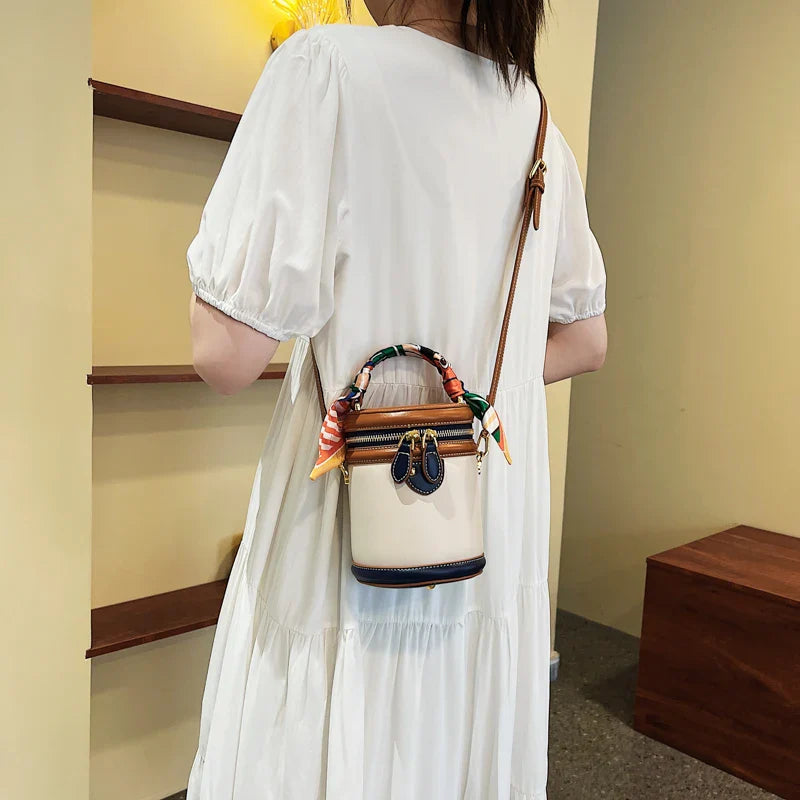 Chic Cylinder Bucket Bag for Women - Trendy Crossbody & One-Shoulder Style