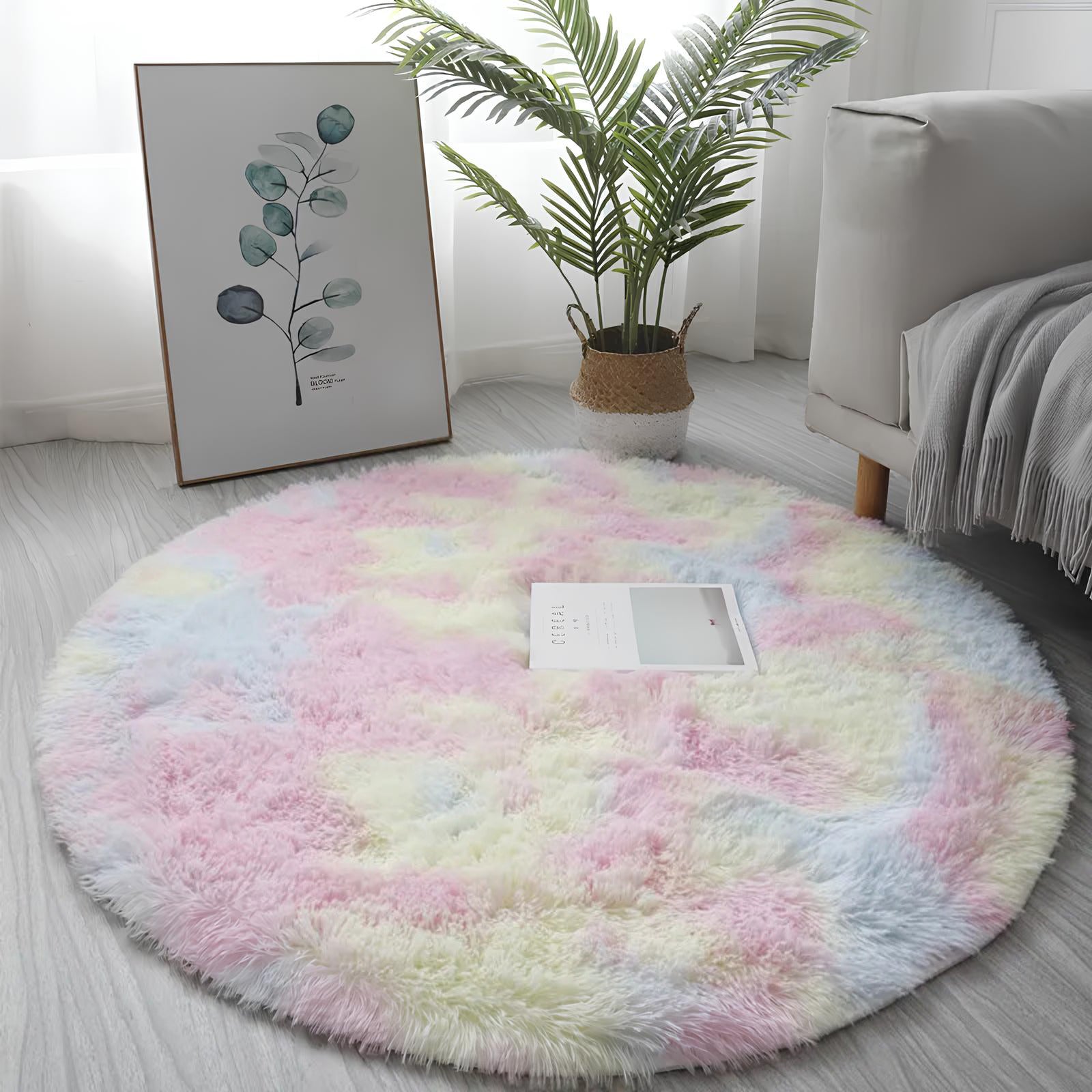 Thick Pile Fluffy White Super Soft Plush Round Rug Mat Carpet