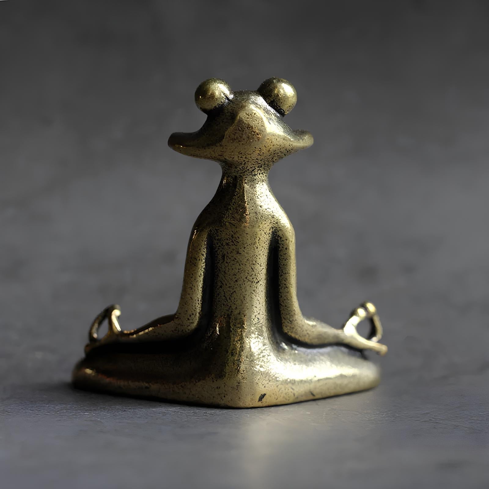 Brass Colour Meditating Frog Figurine Incense Holder – Zen Décor for Mindfulness and Meditation