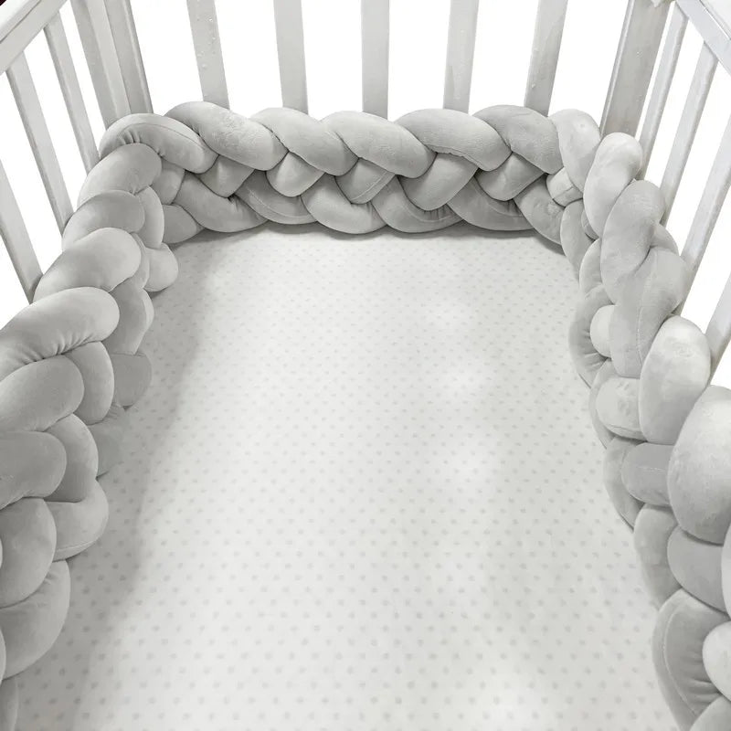 Baby Knot Bed Bumper & Nest - White, Light Grey & Dark Grey