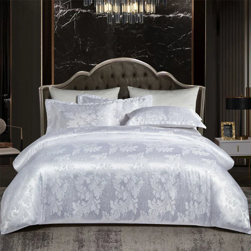 Wostar Satin Rayon Jacquard Duvet Cover 220x240 Summer Luxury Double Bed Duvet Bedding Set