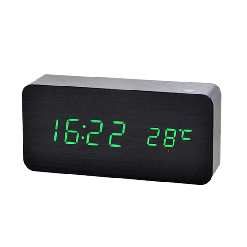 WoodTime – Digital Wooden Alarm Clock with LED Display