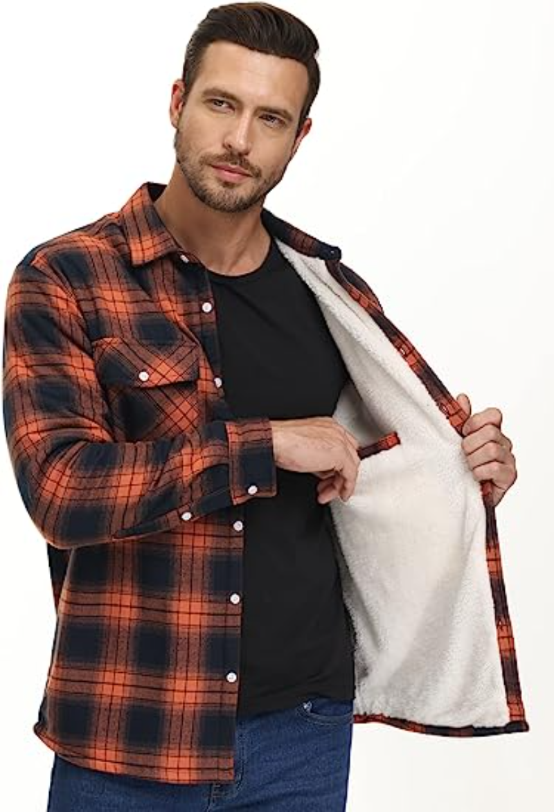 Cedricus - Fleece Lined Plaid Jacket