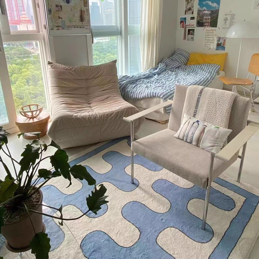 Checkerboard Plush Bedroom Rug