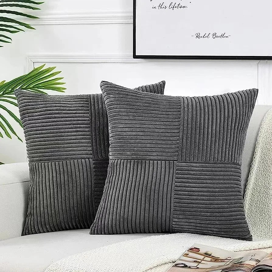 StripeCozy - Soft Corduroy Cushion Cover for Home Decor