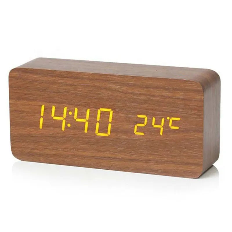 WoodTime – Digital Wooden Alarm Clock with LED Display