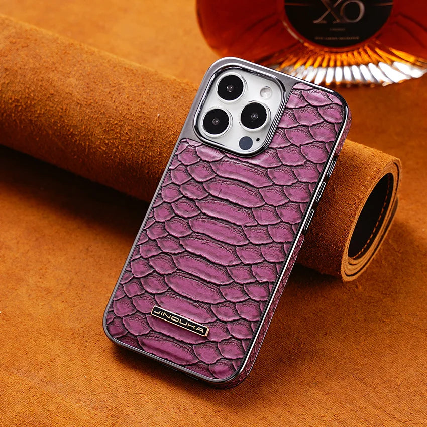 Snakeskin Texture Leather Phone Case For iPhone