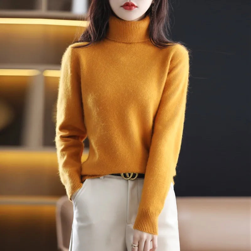 Sinead: Japanese-knit 100% Cashmere Turtleneck Sweater for women: autum&winter essential