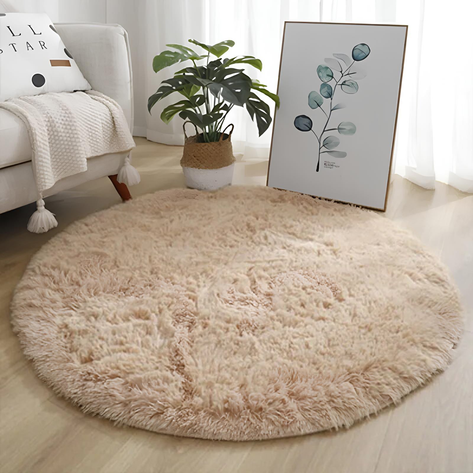 Thick Pile Fluffy White Super Soft Plush Round Rug Mat Carpet