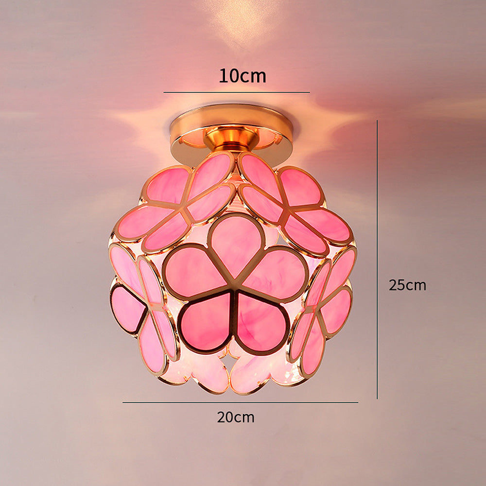 Design Flowers Style Glass Hallway Ceiling Lamp