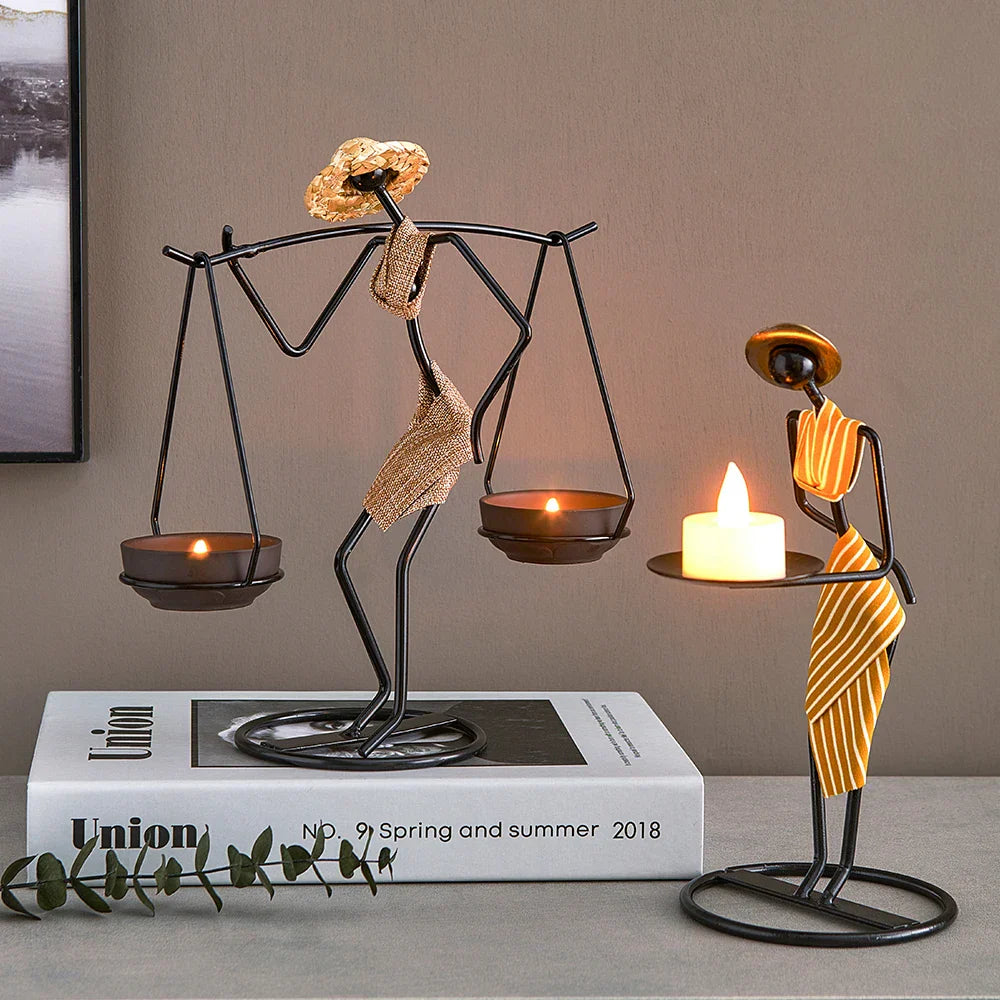 Woman Shaped Iron Candle Holder Luxury Romantic Decoration