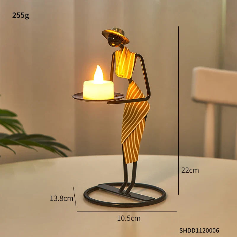 Woman Shaped Iron Candle Holder Luxury Romantic Decoration