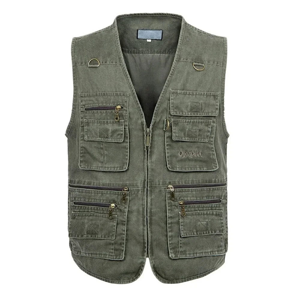 Cotton Sleeveless Cargo Vest | 16 Pockets Waistcoat