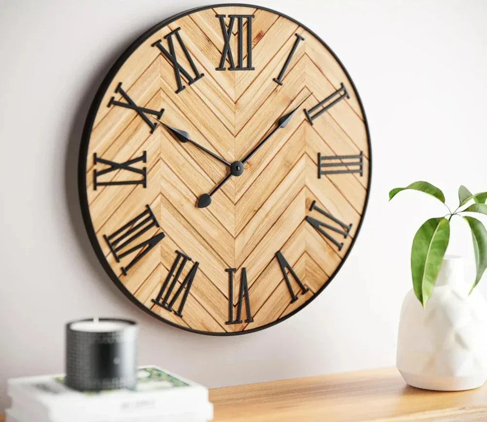 RusticCharm - Wall Clock with Roman Numerals